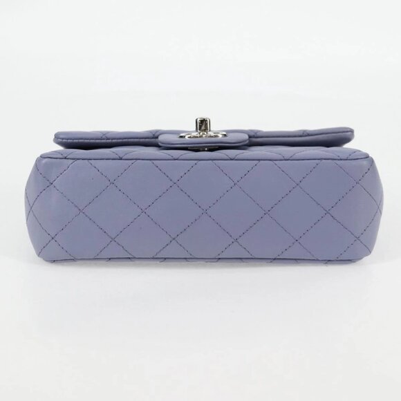 CHANEL Matelasse Chain Shoulder Bag Lamb Skin Purple Silver CC Auth 132927V - Picture 7 of 16